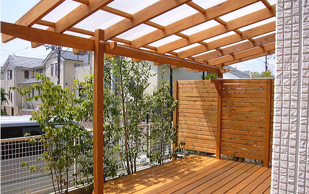 京都府ウッドデッキ パーゴラ施行例